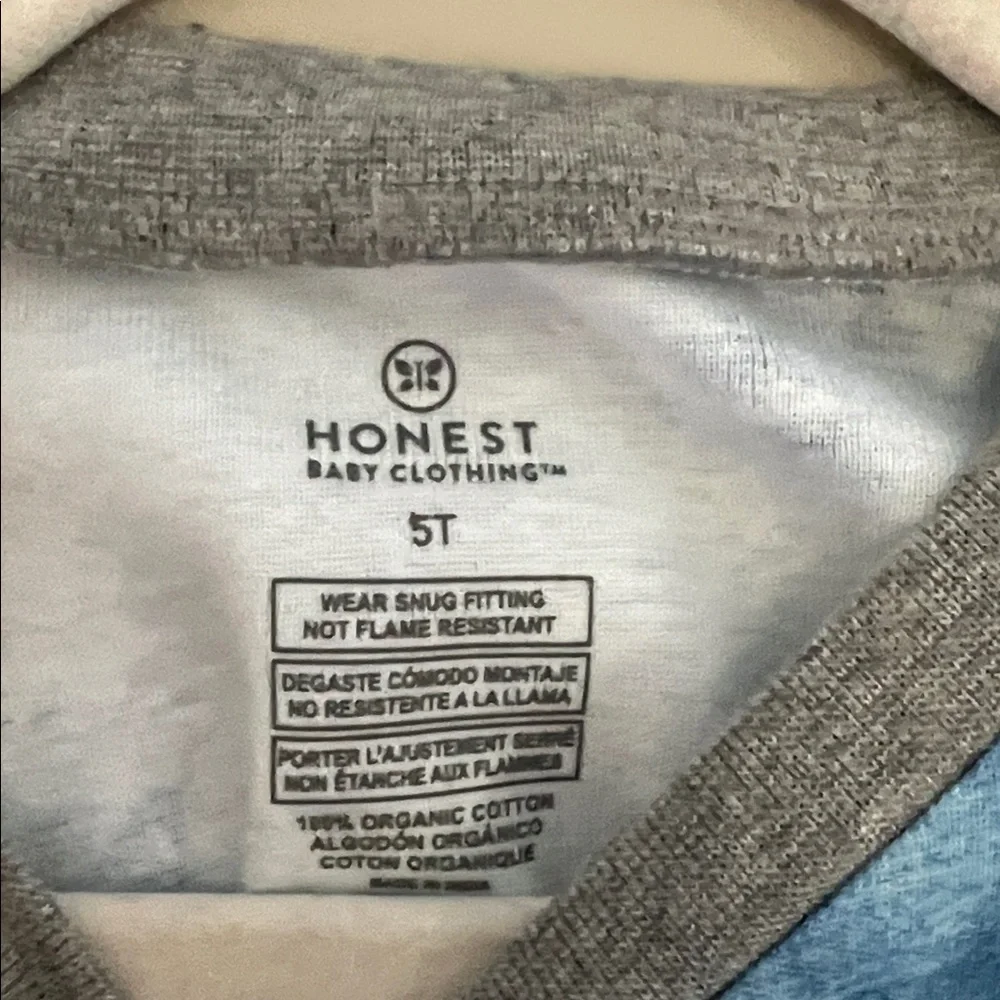 Honest Baby Blue Patterned Cotton Pajama Set 5T - Picture 3 of 7